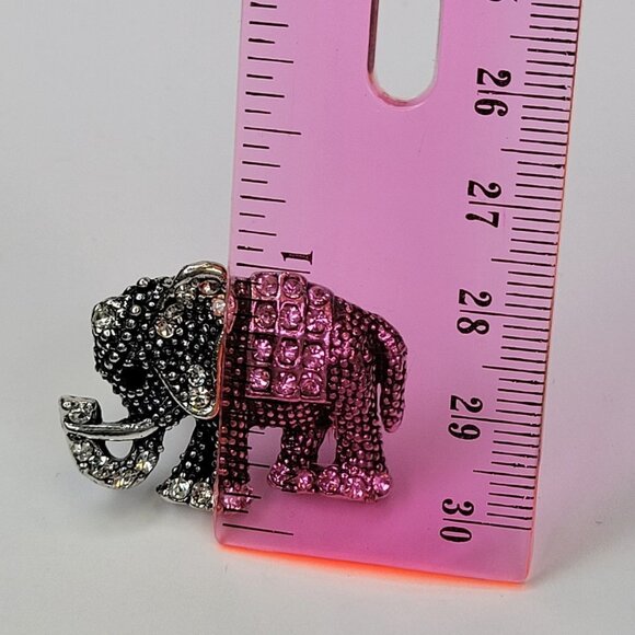 Silver Crystal Jeweled Elephant Adjustable Ring - Picture 6 of 10